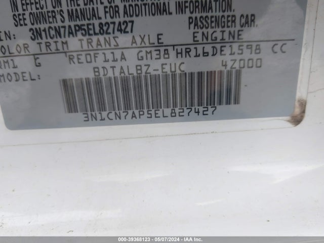 Nissan Versa 1.6 Sv 2014 3N1CN7AP5EL827427 Image 9