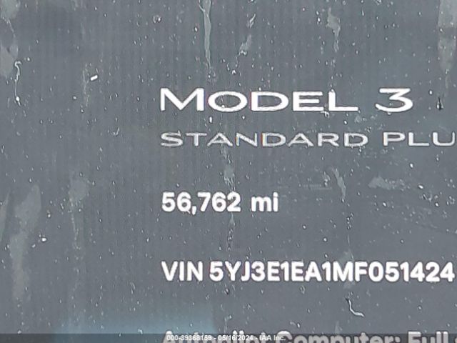5YJ3E1EA1MF051424 Tesla Model 3 Standard Range Plus Rear-wheel Drive