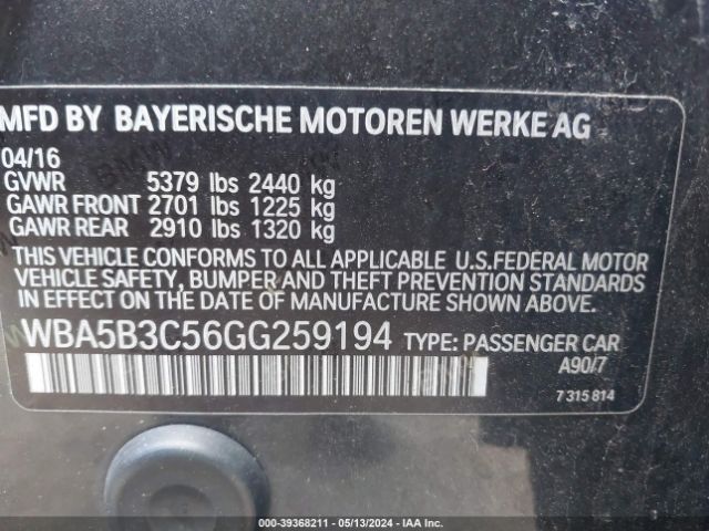 WBA5B3C56GG259194 BMW 535i Xdrive
