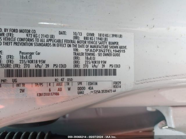 1FADP3N27EL194515 Ford Focus Titanium