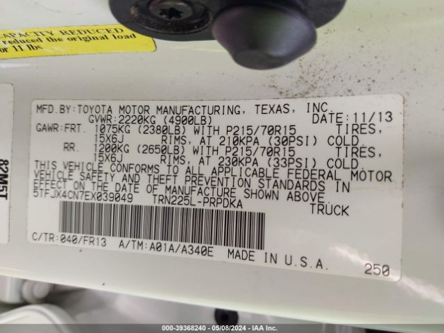 5TFJX4CN7EX039049 Toyota Tacoma