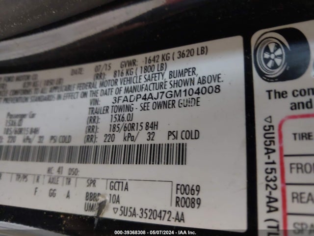 Ford FIESTA S 2016 3FADP4AJ7GM104008 Image 9