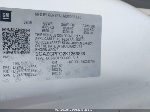 Chevrolet Express 3500 Lt 2019 1GAZGPFG2K1266836 Image 9