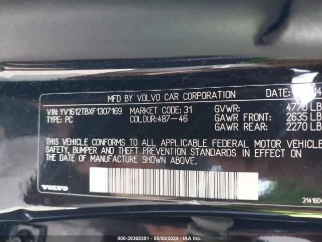 YV1612TBXF1307169 Volvo S60 T5 Premier
