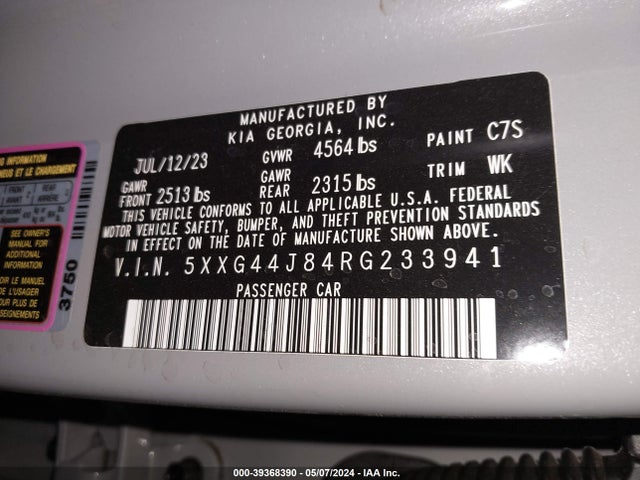 KIA K5 Gt 2024 5XXG44J84RG233941 Image 9
