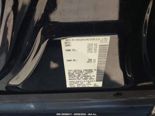 Nissan Altima 2.5 S 2015 1N4AL3AP2FC476465 Image 9