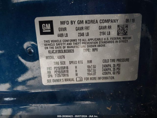KL4CJESB3LB030828 Buick Encore Awd Preferred