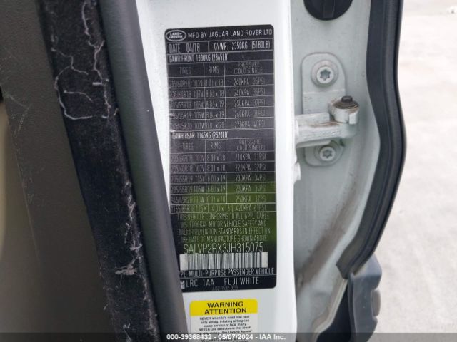 SALVP2RX3JH315075 Land Rover Range Rover Evoque Se/se Premium