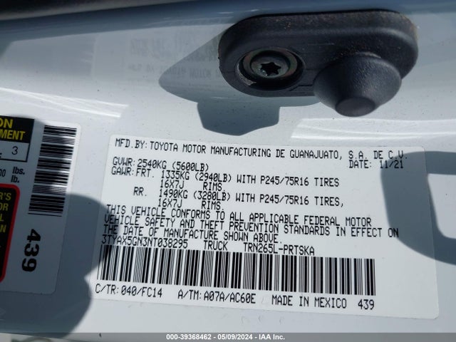 Toyota Tacoma Sr5 2022 3TYAX5GN3NT038295 Image 9