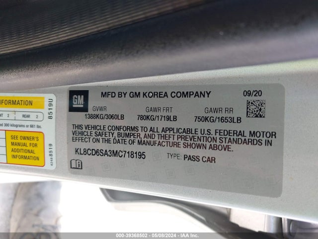 Chevrolet Spark Fwd 1lt Automatic 2021 KL8CD6SA3MC718195 Image 9