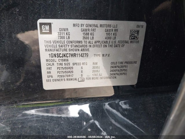 Chevrolet Suburban Premier 2017 1GNSCJKC7HR114279 Image 9
