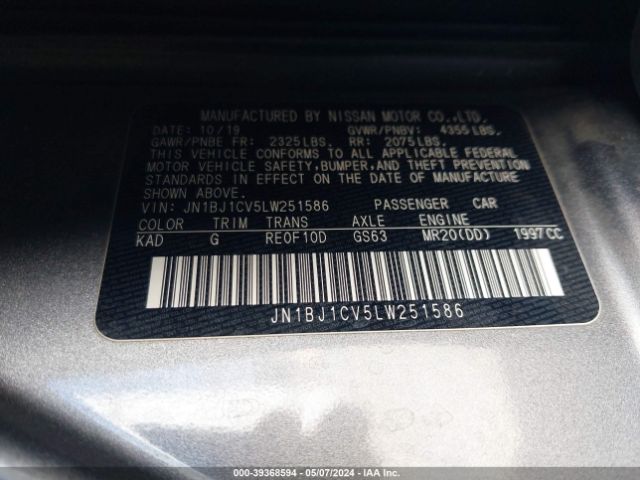 JN1BJ1CV5LW251586 Nissan Rogue Sport Sv Fwd Xtronic Cvt