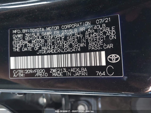 Toyota Corolla Hybrid Le 2022 JTDEAMDEXNJ040474 Image 9