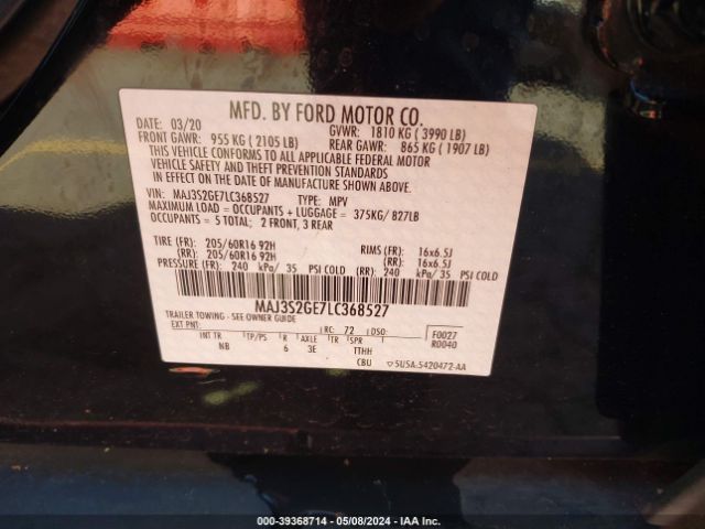 MAJ3S2GE7LC368527 Ford Ecosport Se