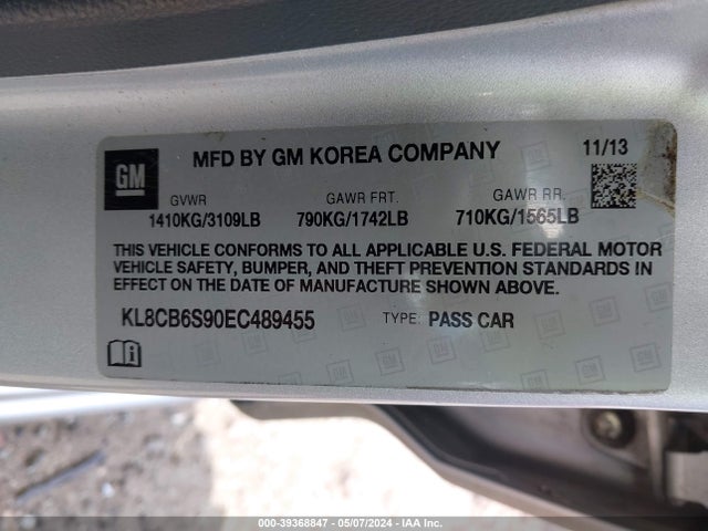 Chevrolet Spark Ls Auto 2014 KL8CB6S90EC489455 Image 9