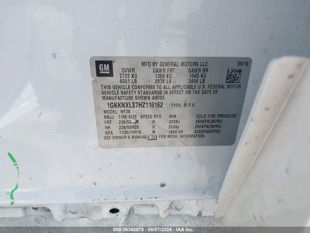 1GKKNXLS7HZ116162 GMC Acadia Denali