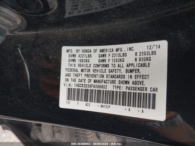 Honda Accord Sport 2015 1HGCR2E56FA088852 Image 9