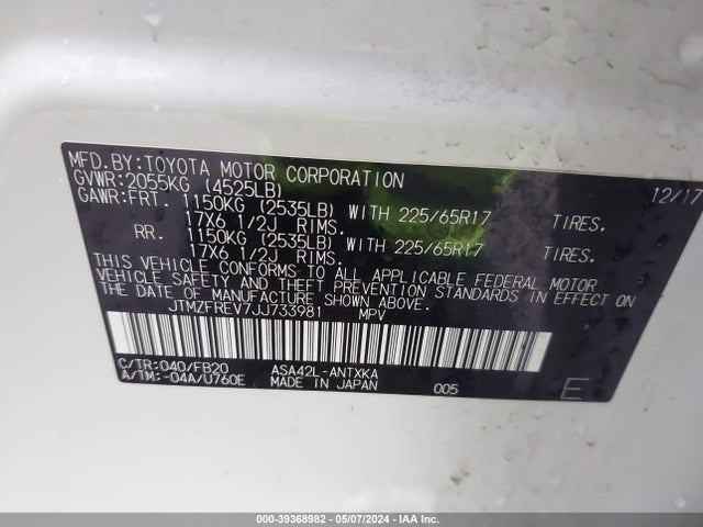 Toyota RAV4 LE 2018 JTMZFREV7JJ733981 Image 9