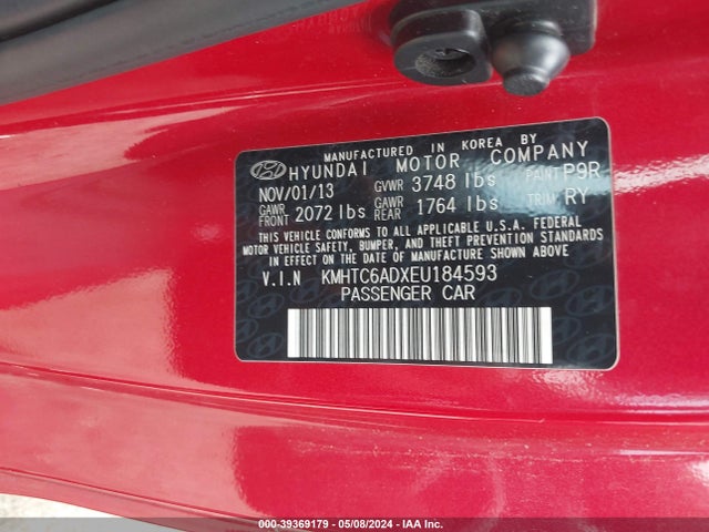 Hyundai Veloster Base W/gray 2014 KMHTC6ADXEU184593 Image 9