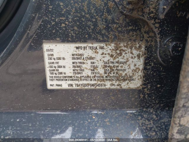 7SAYGDEF6NF545974 Tesla Model Y Performance Dual Motor All-wheel Drive