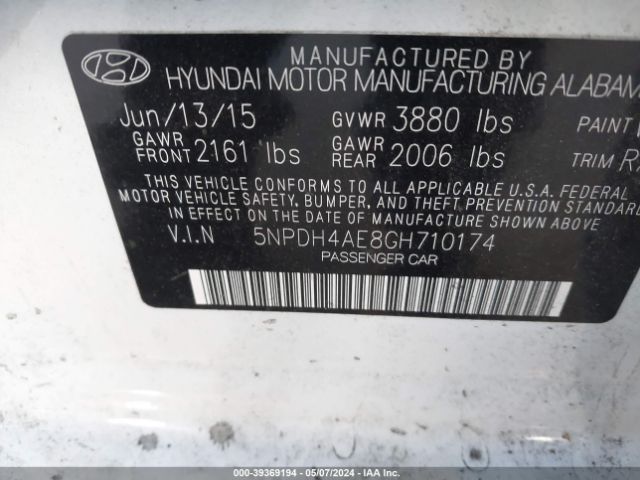 5NPDH4AE8GH710174 Hyundai Elantra Se/sport/limited