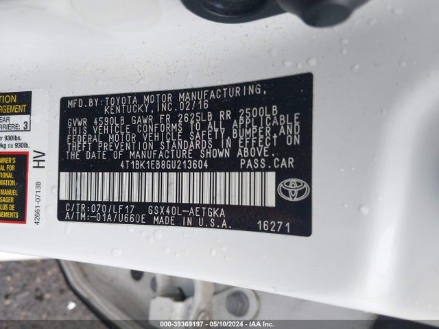 Toyota Avalon Xle Premium 2016 4T1BK1EB8GU213604 Image 9