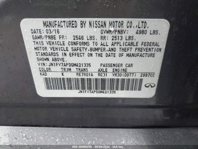 JN1FV7AP0GM421335 Infiniti Q50 3.0t Red Sport 400