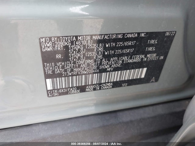 Toyota Rav4 Xle 2022 2T3W1RFV3NW209444 Image 9
