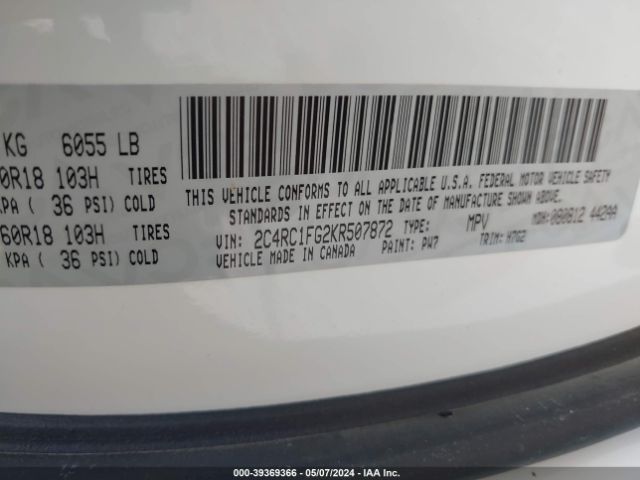 2C4RC1FG2KR507872 Chrysler Pacifica Touring Plus