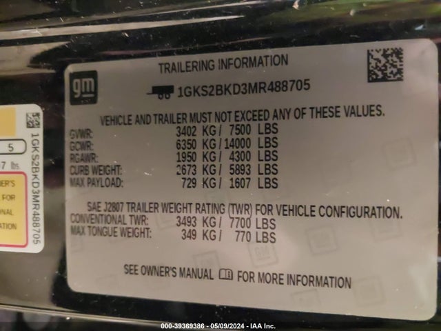 GMC Yukon 4wd Slt 2021 1GKS2BKD3MR488705 Image 9