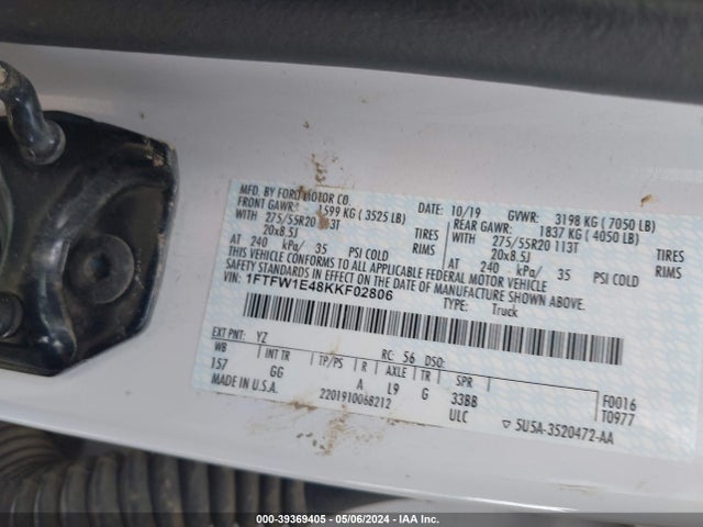 Ford F-150 Xl 2019 1FTFW1E48KKF02806 Image 9