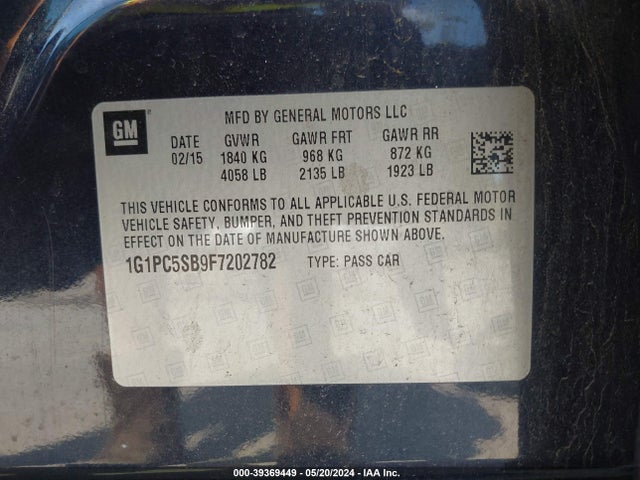 Chevrolet Cruze 1lt Auto 2015 1G1PC5SB9F7202782 Image 9