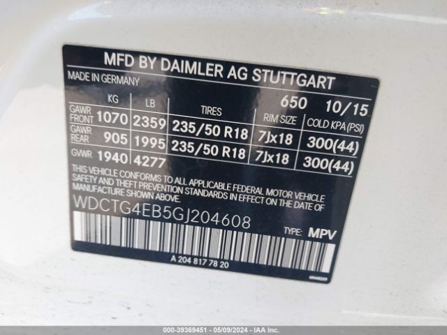2016 MERCEDES-BENZ GLA 250 WDCTG4EB5GJ204608 Photo 8