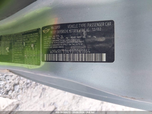 2003 MINI COOPER WMWRC33493TC41864 Photo 8