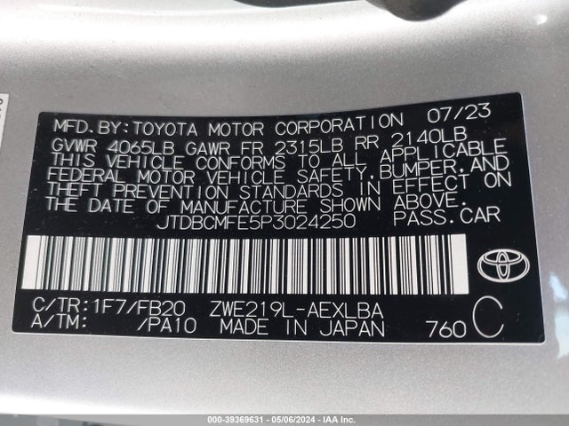 Toyota Corolla Hybrid Le 2023 JTDBCMFE5P3024250 Image 9