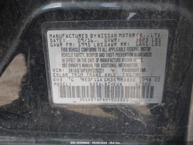 Nissan SENTRA S 2017 3N1AB7APXHY205221 Image 9