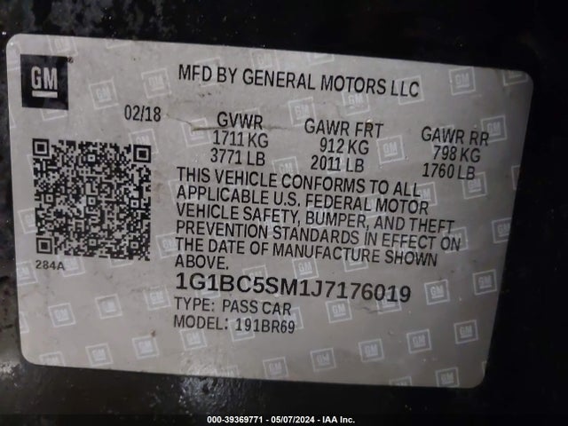 Chevrolet Cruze Ls Auto 2018 1G1BC5SM1J7176019 Image 9