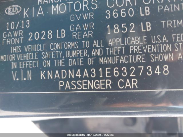 KNADN4A31E6327348 KIA RIO EX