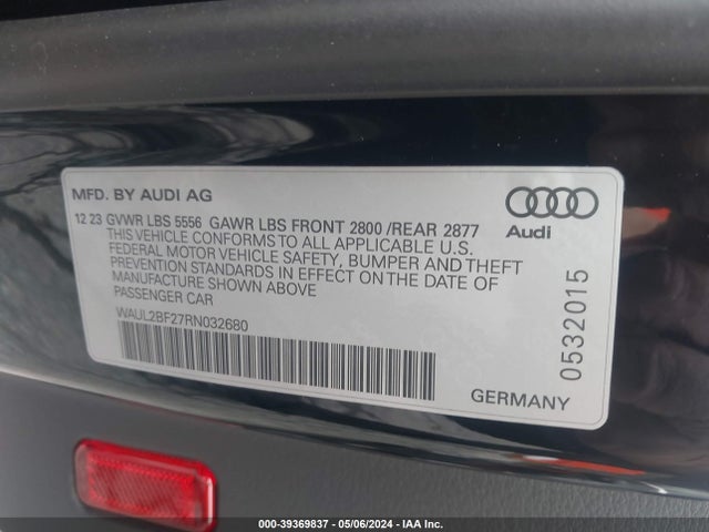 WAUL2BF27RN032680 Audi A6 Premium Plus 55 Tfsi Quattro S Tronic