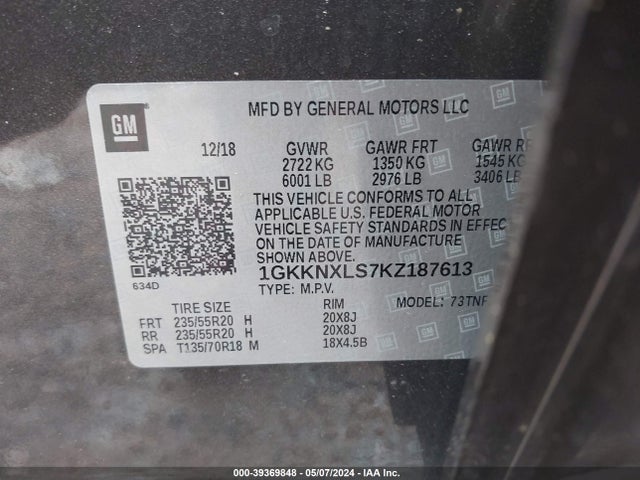 Продажа на аукционе авто 2019 Gmc Acadia Denali, vin: 1GKKNXLS7KZ187613, номер лота: 39369848