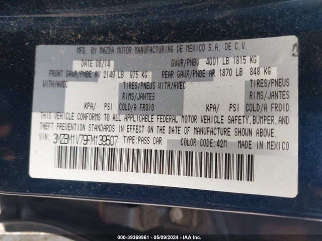 Mazda Mazda3 I Touring 2015 3MZBM1V79FM139507 Image 9