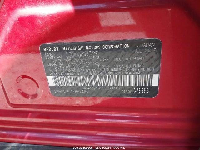 JA4AZ2A35HZ069749 Mitsubishi Outlander Es