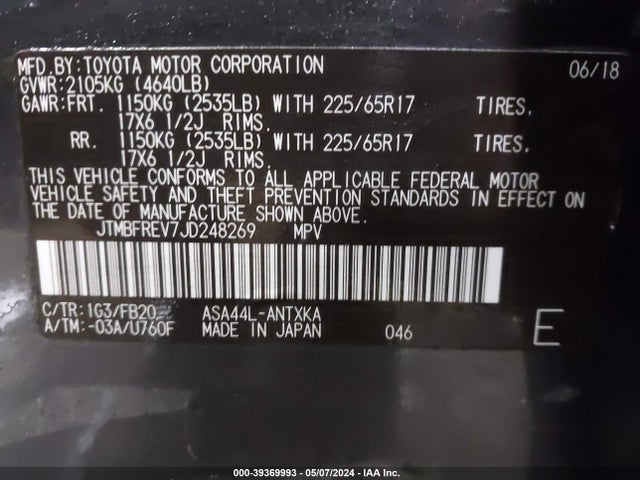 Toyota RAV4 LE 2018 JTMBFREV7JD248269 Image 9