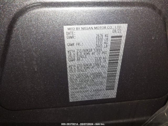 5N1DR3CA2PC210665 Nissan Pathfinder Sl Fwd