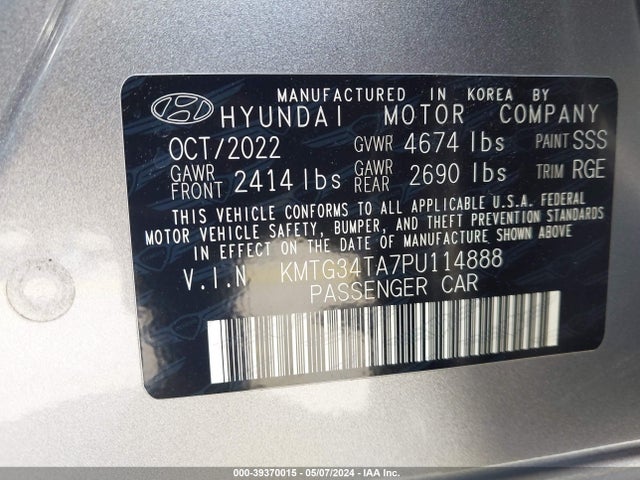 Genesis G70 2.0t Rwd 2023 KMTG34TA7PU114888 Image 9
