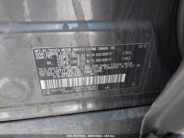 Toyota RAV4 LE 2021 2T3G1RFV3MC194867 Image 9