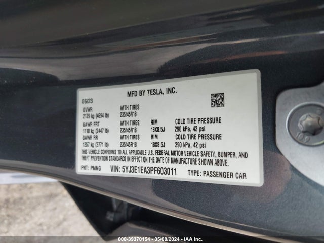 Tesla Model 3 Rear-wheel Drive 2023 5YJ3E1EA3PF603011 Image 9