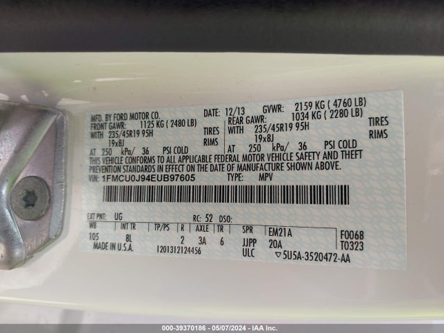 Ford Escape Titanium 2014 1FMCU0J94EUB97605 Image 9