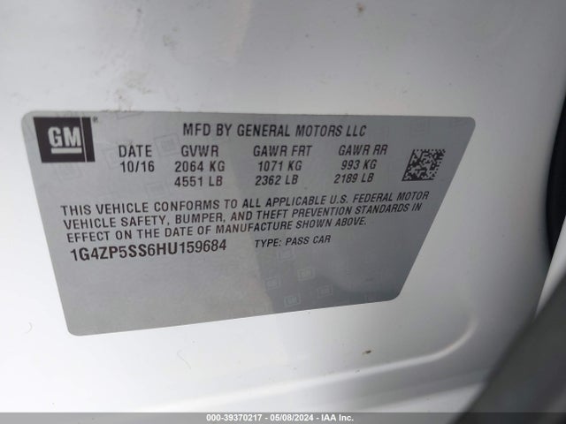 Buick Lacrosse Essence 2017 1G4ZP5SS6HU159684 Image 9