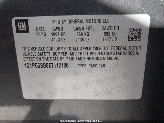 Chevrolet Cruze 1lt Auto 2014 1G1PC5SB8E7112196 Image 9